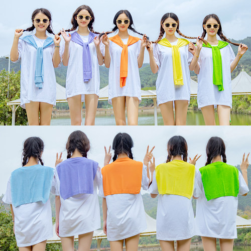 披肩t恤套装夏季薄款团体表演服