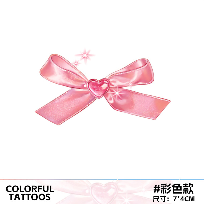 珠光蝴蝶结 彩色纹身贴新款高颜值防水持久拍照彩绘ins风唯美贴纸