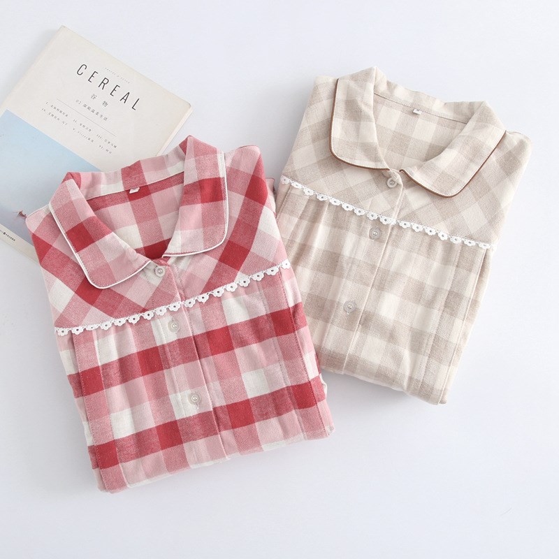 孕妇秋冬纯棉月子服色织绒布家居服睡衣套装N 长袖长裤哺乳服全棉
