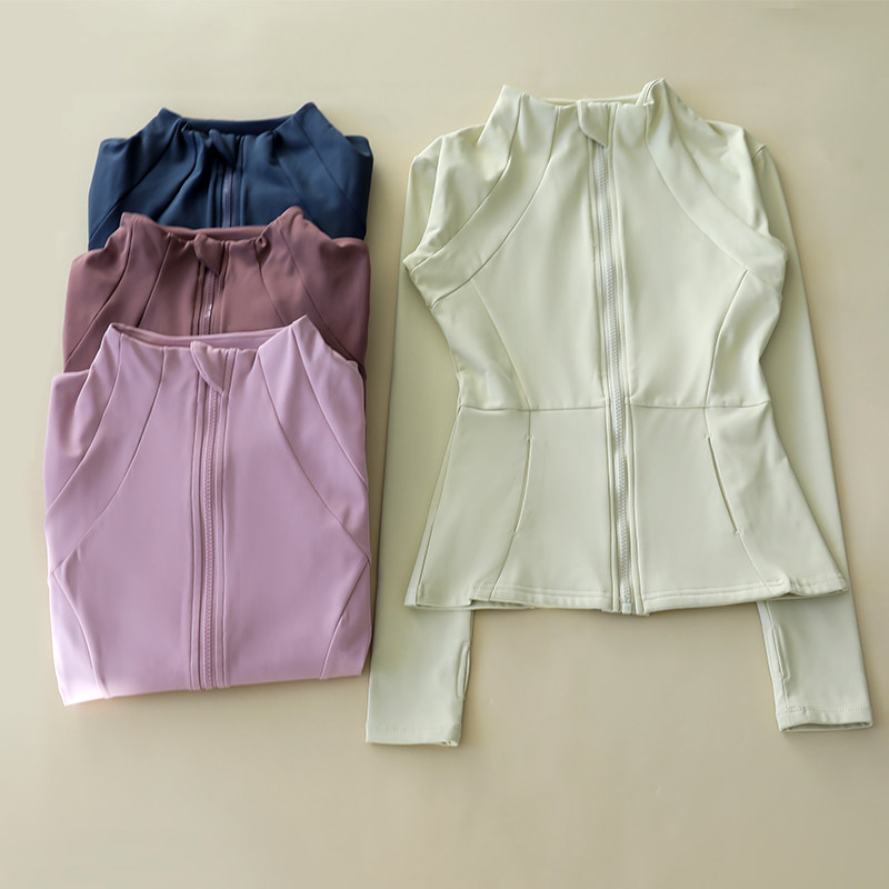新款跑步普拉提瑜伽服女修身长袖速干健身服上衣运动加绒外套秋冬