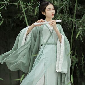 汉服出租古装齐腰魏晋风绿色大袖衫广袖流仙裙套装中秋节活动演出