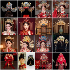 新娘头饰出租凤冠霞帔发冠传统中国风中式婚礼明制宋制婚服配饰