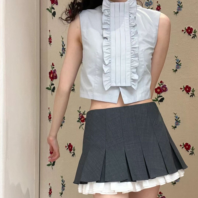 高定版SST塔片无袖短款衬衣