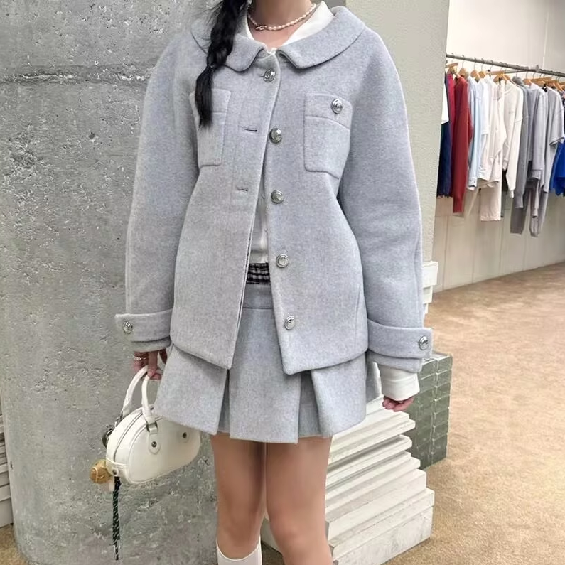 【高品质】Marchen中性风毛呢宽松外套花苞外套开口领夹克大衣