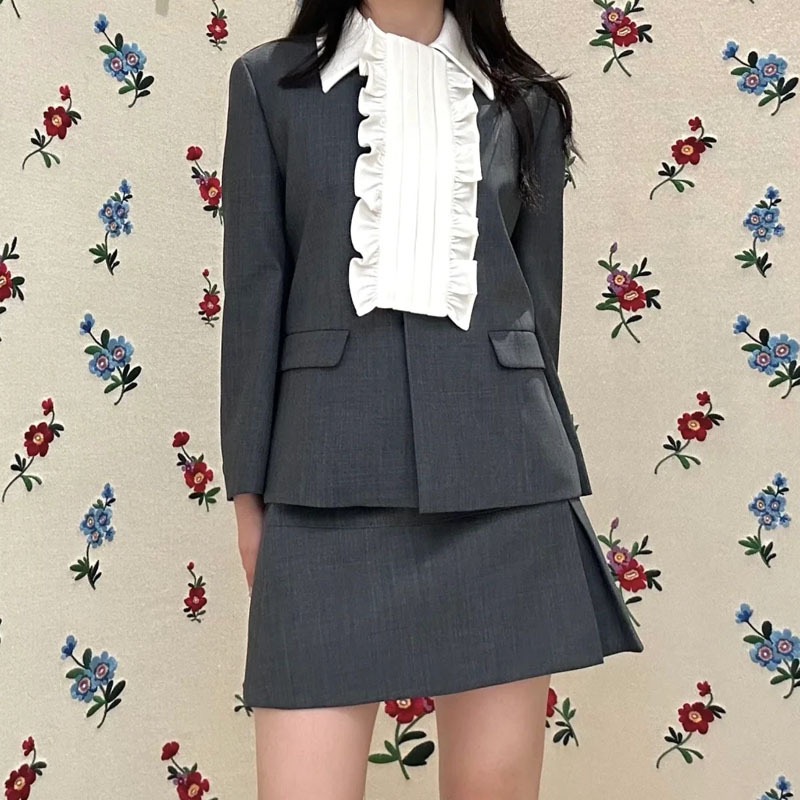 24ss法式气质西服shushu通勤女装搭片装饰外套上衣西装tong