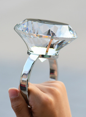 水晶大钻石大戒指求婚白表道具情人节送女友老婆闺蜜生日圣诞礼物