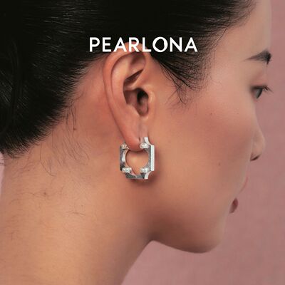 PEARLONA磐石云松海棠窗巴洛克珍珠镂空耳环S925银耳饰女新中式