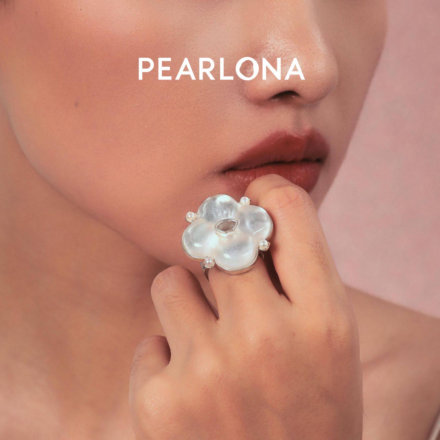 PEARLONA磐石云松大海棠窗贝母巴洛克珍珠开口戒指银饰陈立农同款
