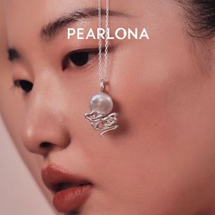 PEARLONA磐石云松 祥云明月巴洛克珍珠银吊坠锁骨链新中式银饰