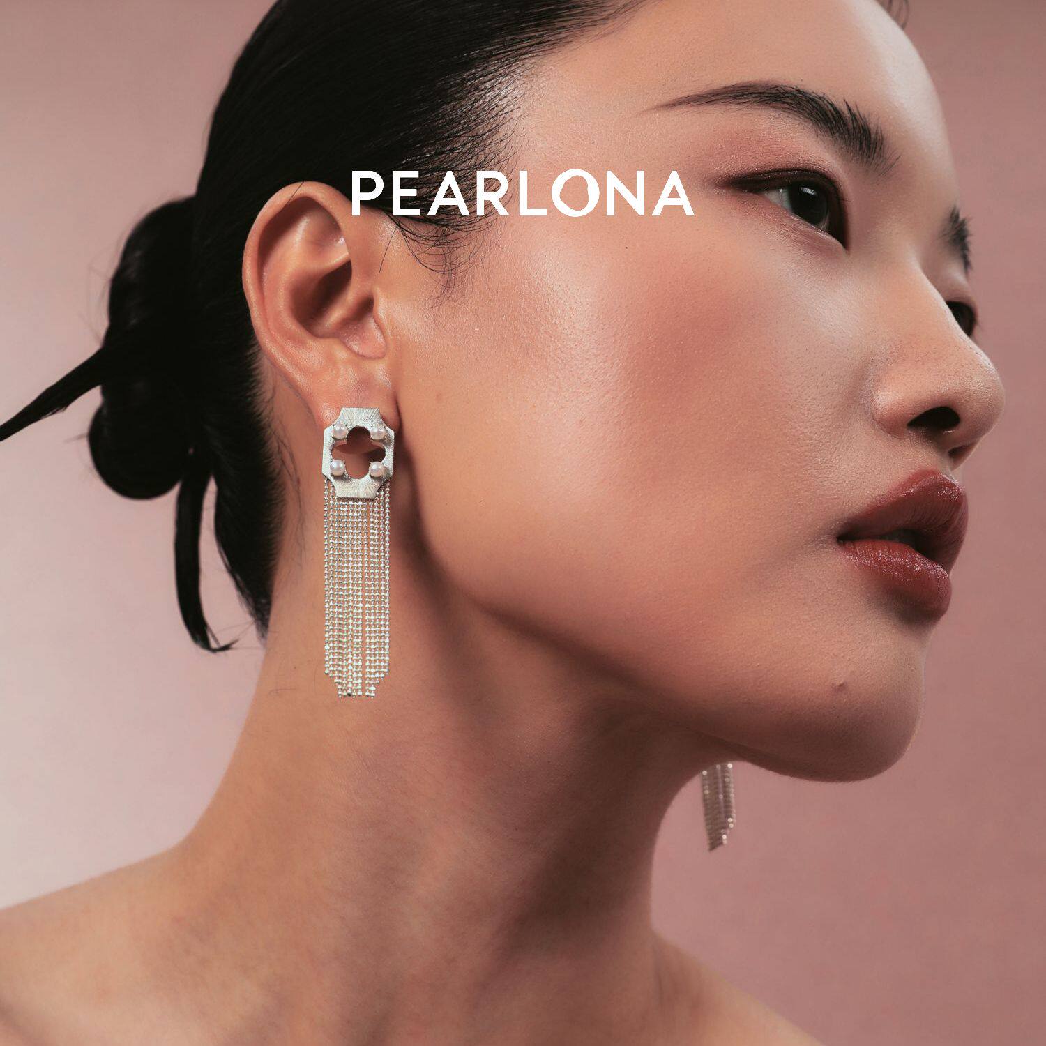 PEARLONA磐石云松-海棠窗巴洛克珍珠银拉丝流苏耳环黄霄云同款