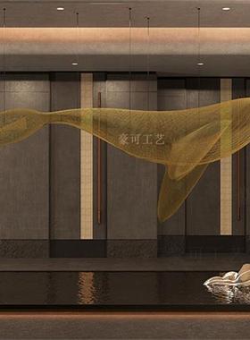 大型不锈钢细丝鲸鱼镂空雕塑酒店地产庭院花园金属铁艺装饰品摆件