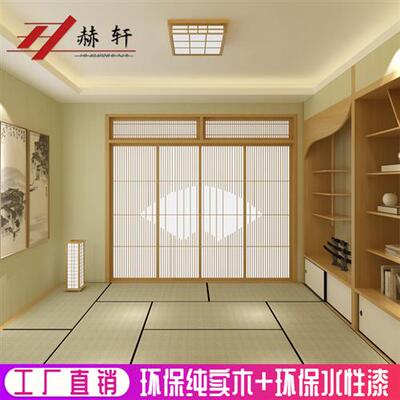 日式实木榻榻米床衣柜一体全屋定制整体多功能卧室儿童书房塌塌米