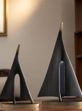 一帆风顺铜帆船客厅高档办公室装饰送领导老板工艺品摆件乔迁新居