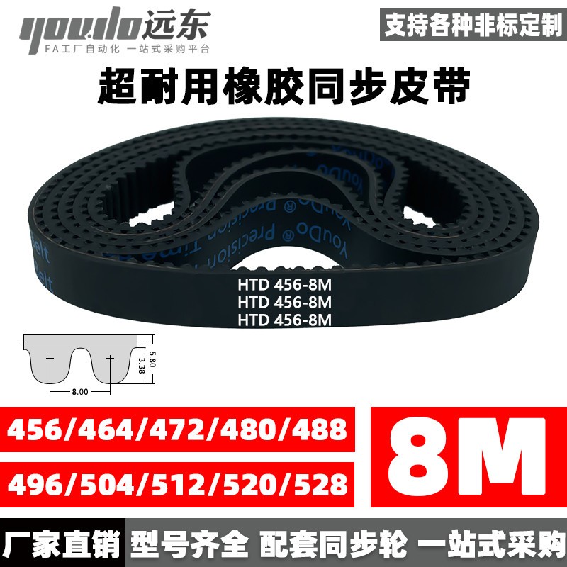 胶同步带HTD8M456/464/472/480/488/496/504/512/520/528