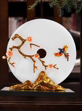 新中式摆件高端玉石平安扣家居客厅电视柜酒柜博古架办公室装饰品