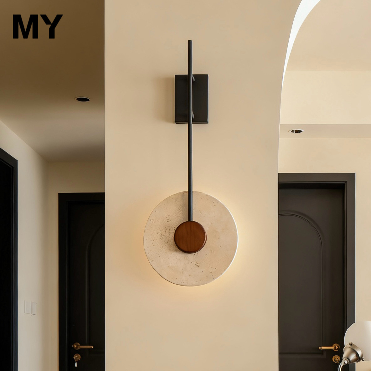 侘寂中古风餐厅民宿圆形壁灯复古卧室床头过道楼梯装饰黄洞石灯具,家装灯饰光源,壁灯,淘宝优惠券,粉丝福利购,淘宝优惠卷