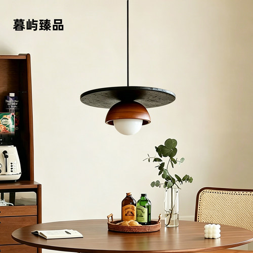 中古黑洞石吊灯复古法式餐厅床头