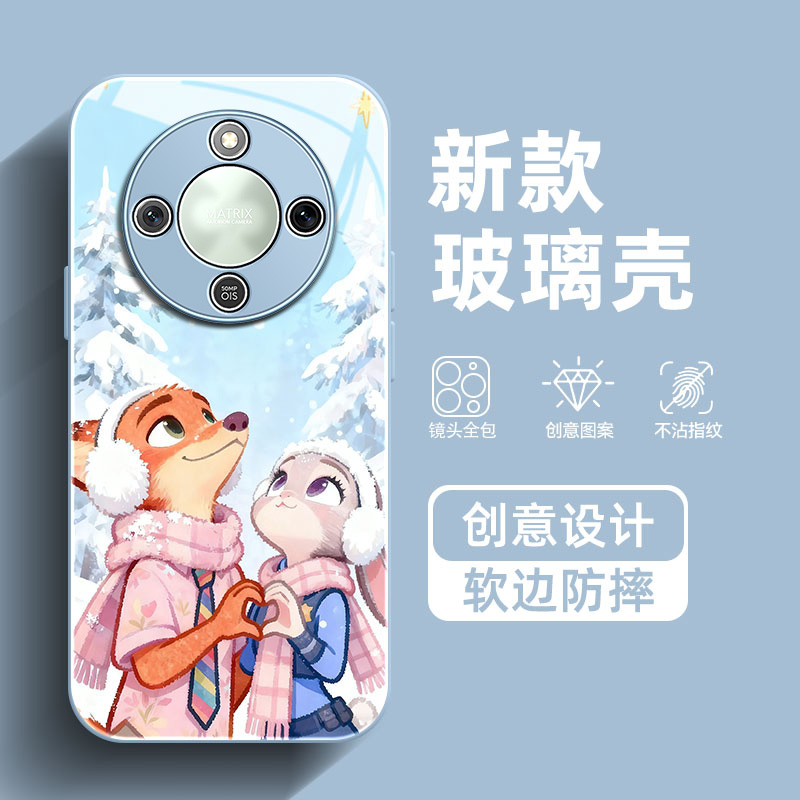 疯狂动物城2适用荣耀X70i手机壳x60朱迪x50Pro尼克40GT雪30高级感20SE新款10女动漫周边honor玻璃保护套