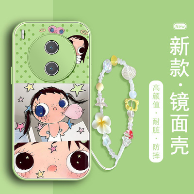 ins风女孩适用vivoY600Pro镜面手机壳y500i吹泡泡300t波点200韩系100高级感97新款93女78M防摔77T全包保护套
