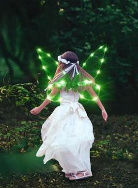 Dress Up Angel Wings with LED Garland Wreath Kids Angel