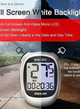 Mini GPS Bike Computer Backlight Speedometer Rechargeable