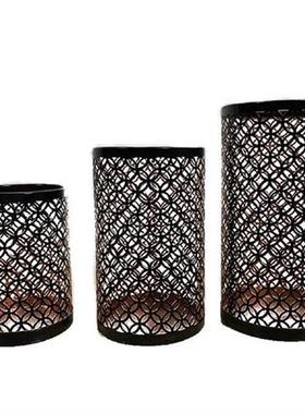3pcs Metal Hollow Out Candle Holder Articles Candlestick