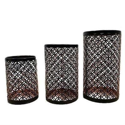 3pcs Metal Hollow Out Candle Holder Articles Candlestick