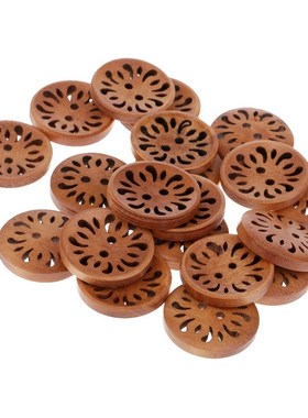 20pcs Sewing Craft Wood Buttons 23mm Hollow Flower Pattern S