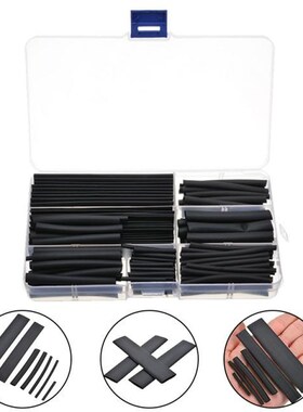 170pcs Electrical Cable Wire Sleeving Black Heat Shrink Tubi