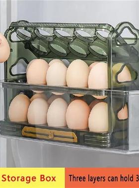 30Grids Egg Storage Box Rotating 3 Tiers Fridge Eggs