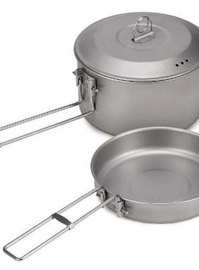 Camping Cookware Set Titanium Pot and Fry Pan Set with Lid