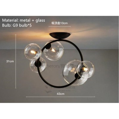 5 Clear Glass LED Pendant Lights Aisle Light Bedroom Dining