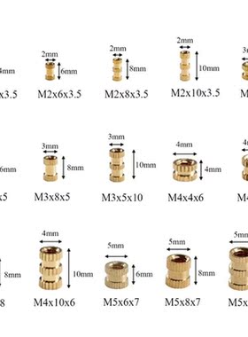 330Pcs Female Thread Knurled Nuts M2 M3 M4 M5 Brass Threaded