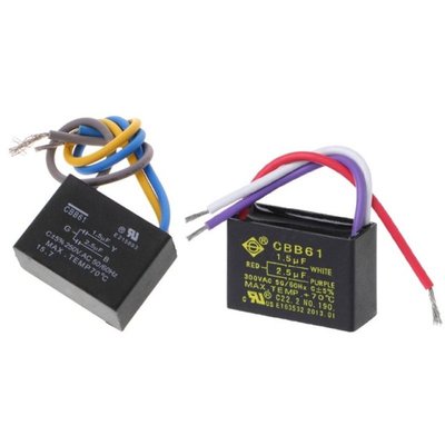 Black CBB61 1.5uF 2.5uF 3 Wires AC 250V 50/60Hz Capacitor Fo