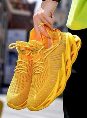 Hot Orange Men Sneakers Big Size Unisex Mesh Breathable Casu