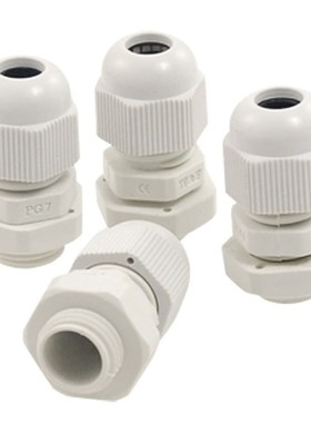 4 Pcs 3-6.5mm Cables PG7 Waterproof White Plastic Glands Con