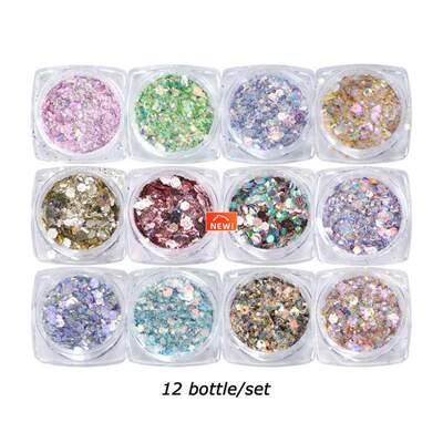 Iridescent Mixed Hexagon Nail Glitter Sequ Holo Flakes Nail