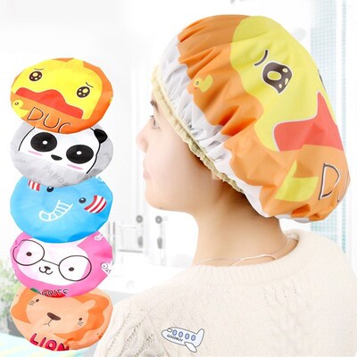 1Pc Cute Cartoon Shower Bath Cap Women Hat For Baths And Sau