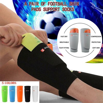 A Pair Of Football Leggings Guards Socks Set Calf Protection