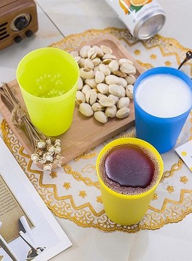 12pcs Plastic Rainbow Cup Picnic Travel Portable Color Barbe