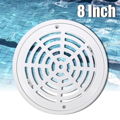 8-Inch Swimming Pool Main Drain Cover with 2 Screws White Un
