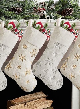 18x45cm Christmas Socks 2 Color Snowflake Styles Santa Claus