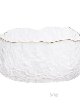Japanese Style Iceberg Glass Bowl with Glod Rim Transparent