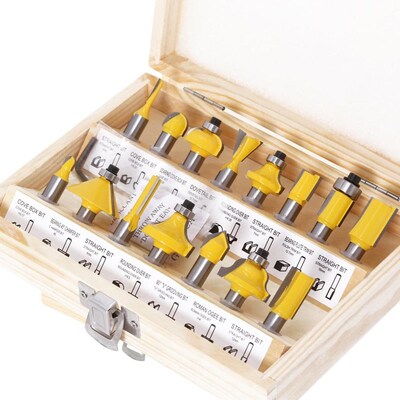 15pcs 8mm shank Router Bit Set Trimming Straight Milling Cut
