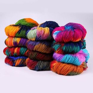 250g(50g*5pcs) Dyed Flashy Crochet Yarn Colorful Acrylic