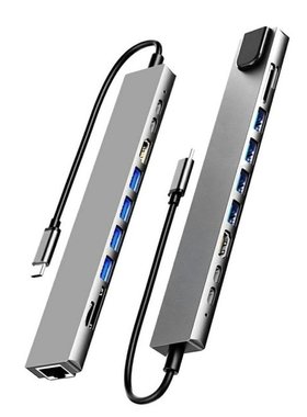 USB C Hub Type-C 4K HDMI-Compatible RJ45 USB TF Card Reader