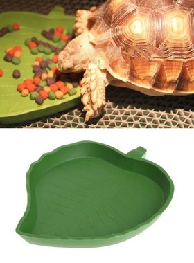 2 Pcs Leaf Shape Reptile Food Water Dish Bowl Worm Drinking