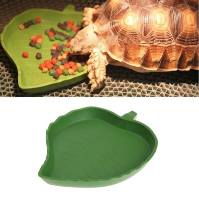 2 Pcs Leaf Shape Reptile Food Water Dish Bowl Worm Drinking