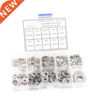 600Pcs/Box DIN125 304Stainless Steel Silver Flat Plain Washe
