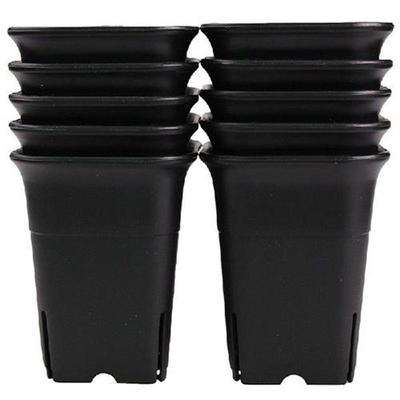12PCS-Pack Black Square Plastic Succulent Plant Pot For